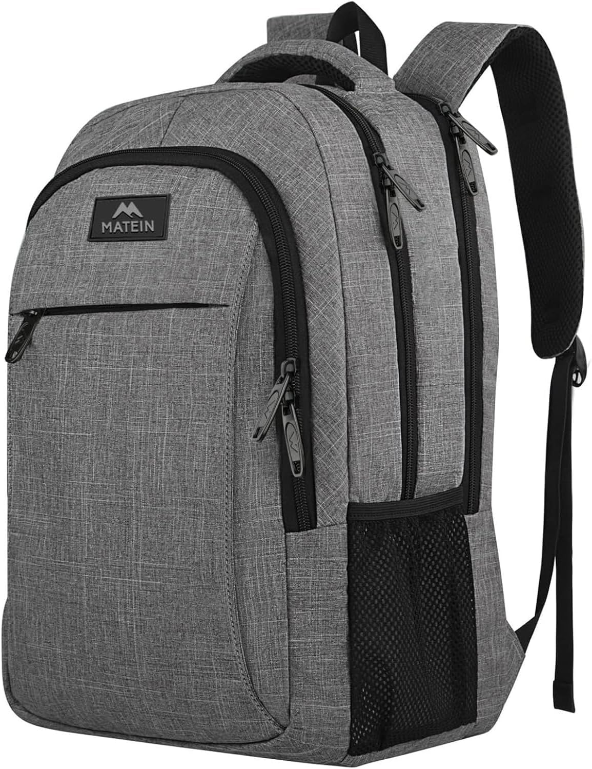 MATEIN travel laptop backpack in grey nylon with anti-theft design, shown front view — view 1