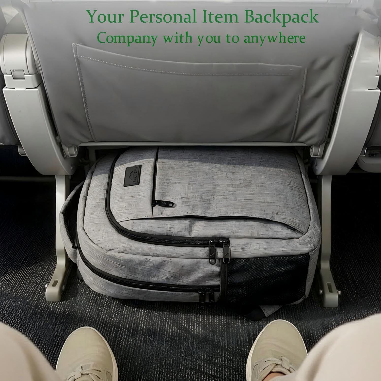 MATEIN travel laptop backpack in grey nylon with anti-theft design, shown front view — view 4