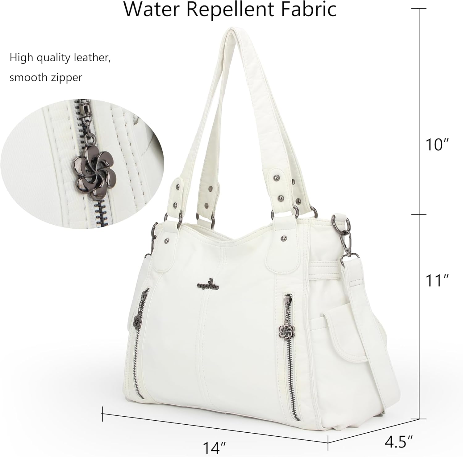 PU leather hobo shoulder bag in neutral color with top handle and roomy tote design — view 4