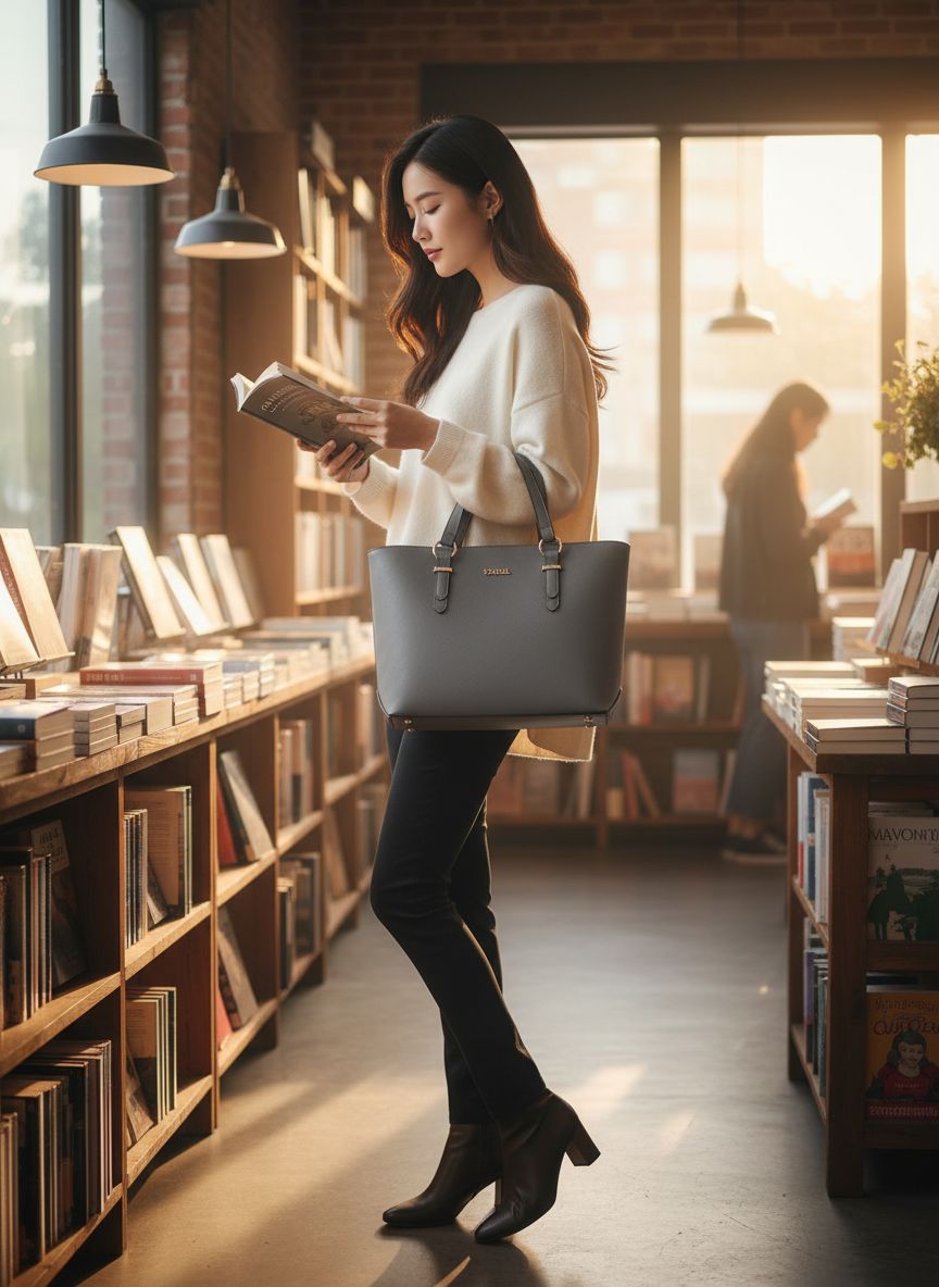 Faux leather tote satchel in [color] with shoulder straps and wallet set — view 2