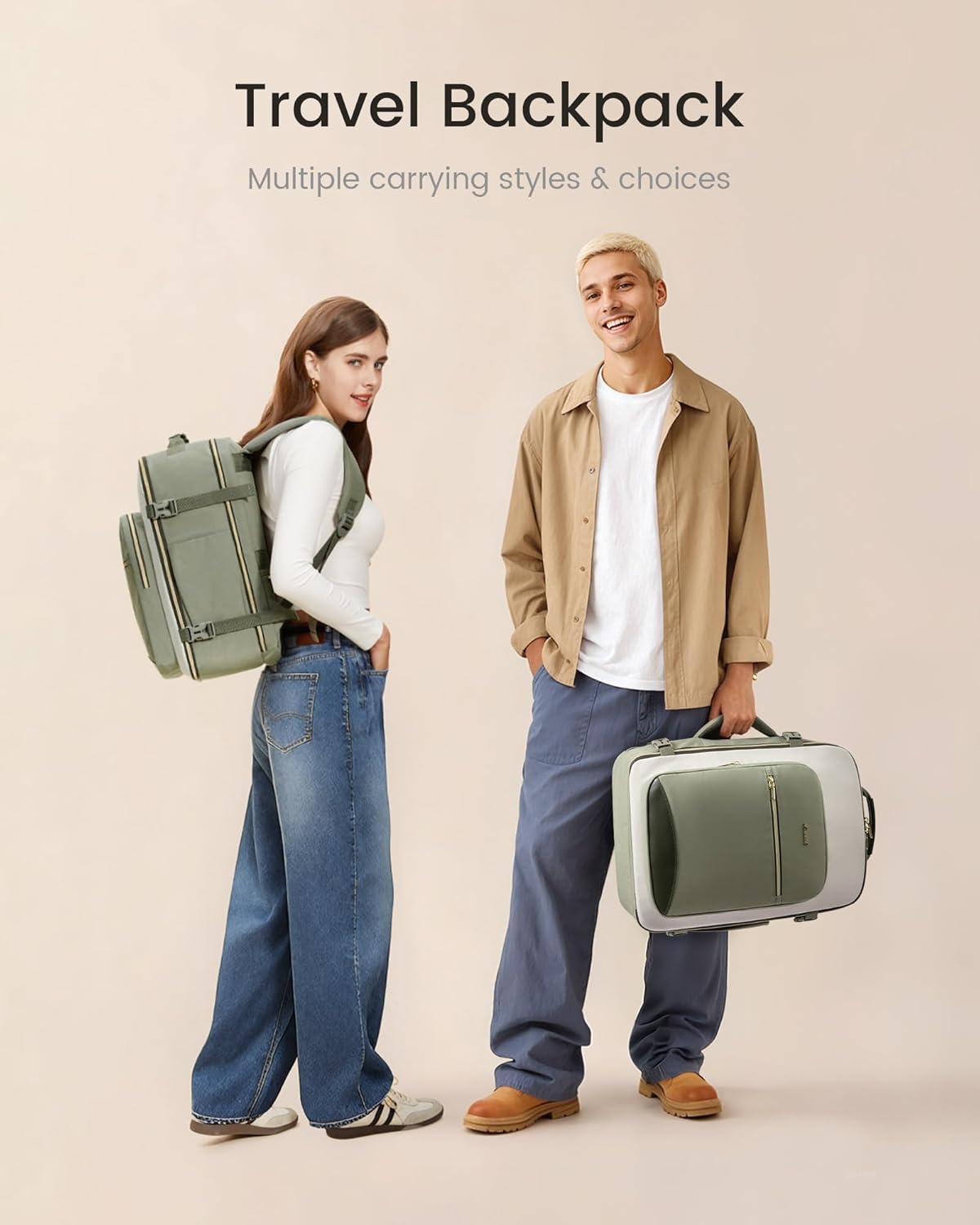 40L waterproof travel backpack in neutral nylon with laptop compartment and packing cubes — view 4