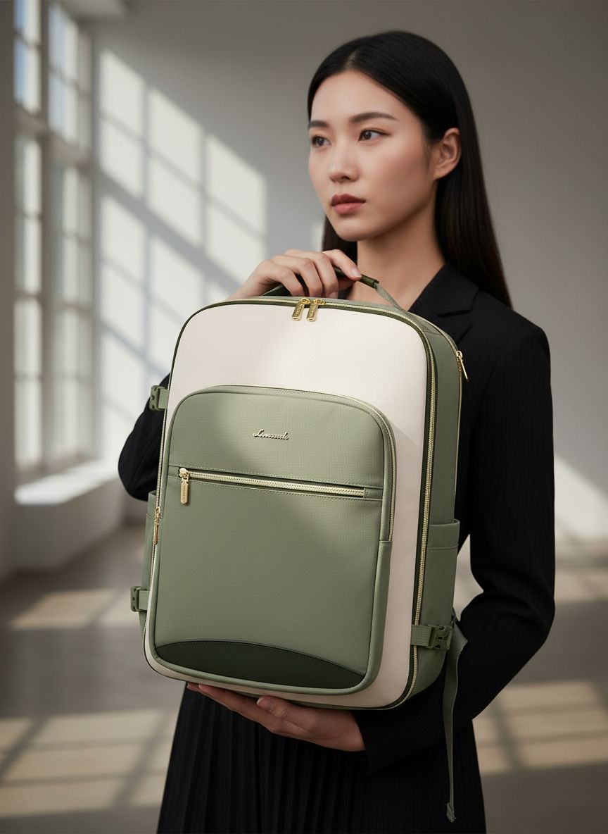 40L waterproof travel backpack in neutral nylon with laptop compartment and packing cubes โ view 4