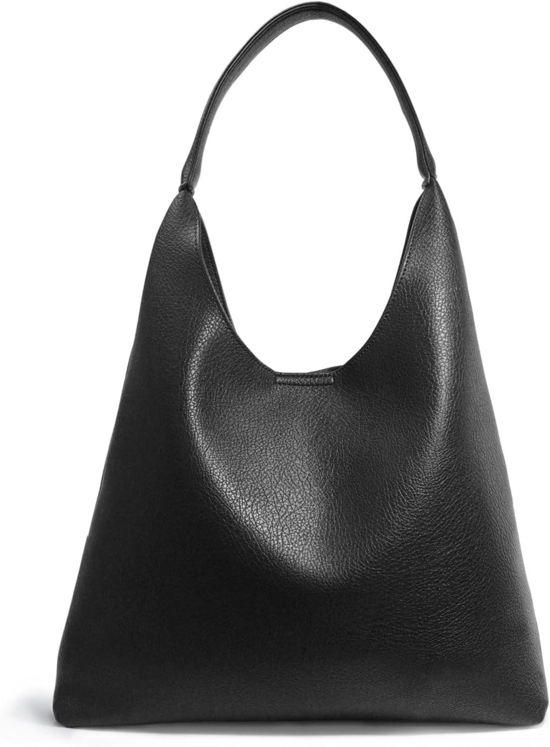 Soft vegan leather hobo bag in neutral color, slouchy shoulder tote design — view 1