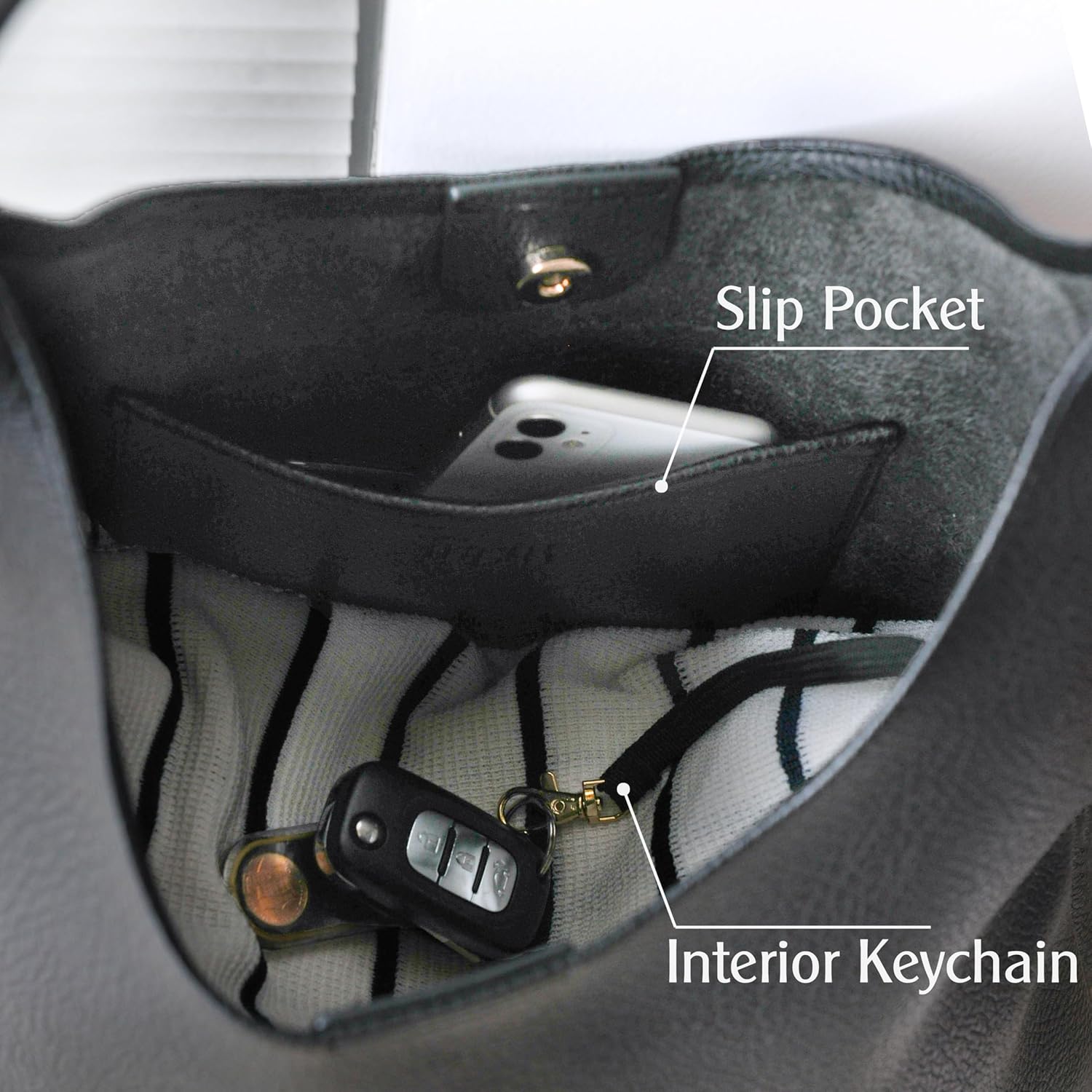 Soft vegan leather hobo bag in neutral color, slouchy shoulder tote design — view 3
