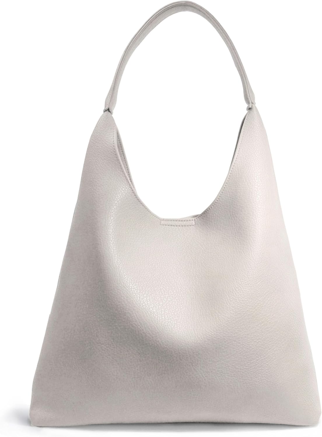 Soft vegan leather hobo bag in neutral color, slouchy shoulder tote design — view 4
