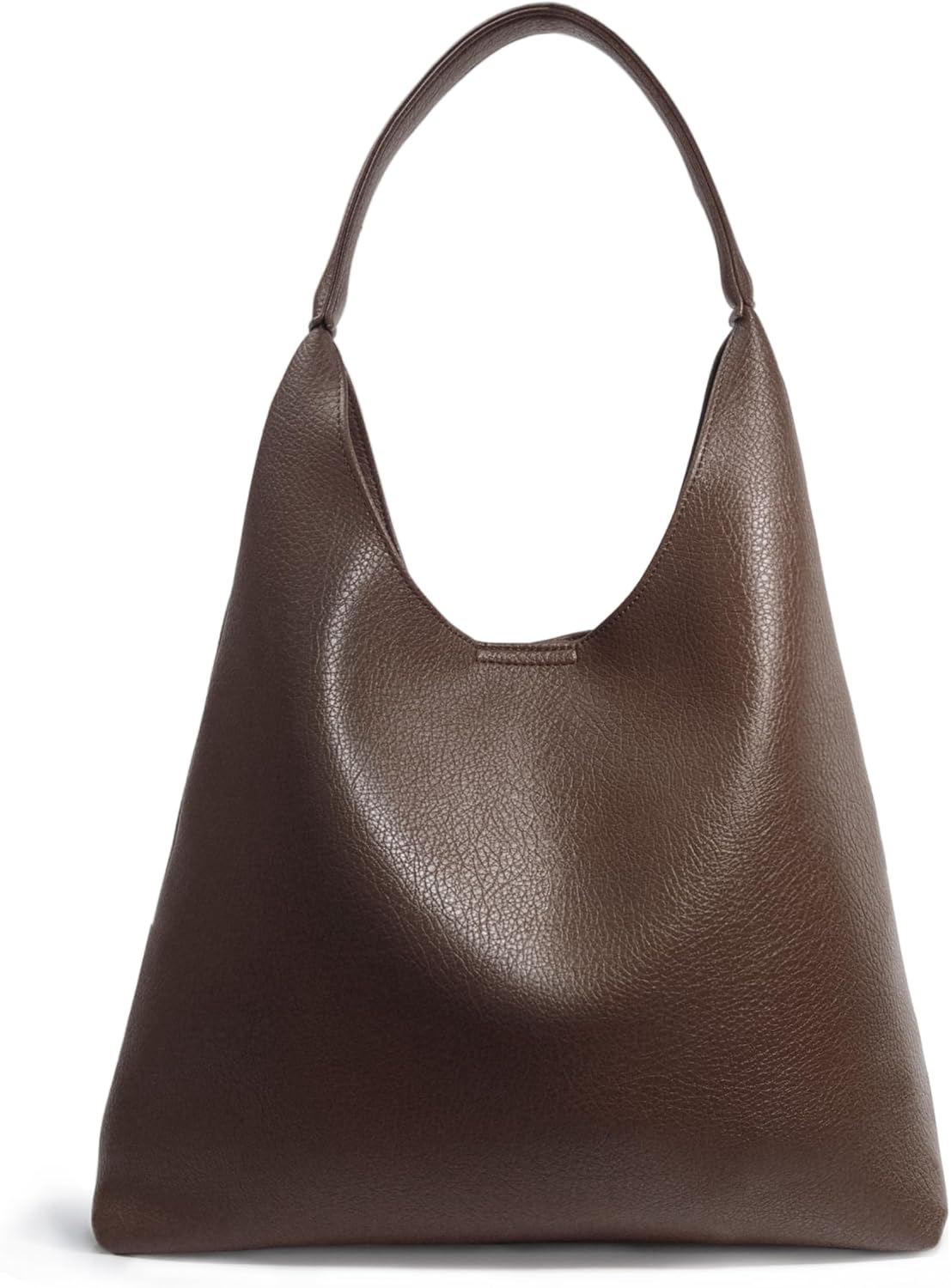 Soft vegan leather hobo bag in neutral color, slouchy shoulder tote design — view 5