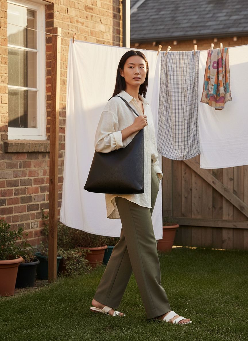 Soft vegan leather hobo bag in neutral color, slouchy shoulder tote design — view 2