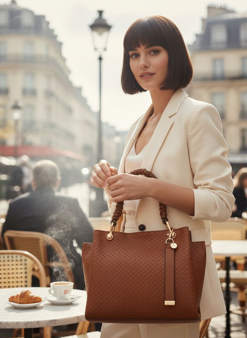 Neutral leather tote bag for work and everyday use — view 1