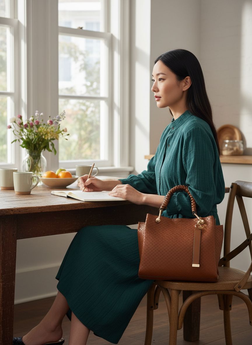 Neutral leather tote bag for work and everyday use — view 2