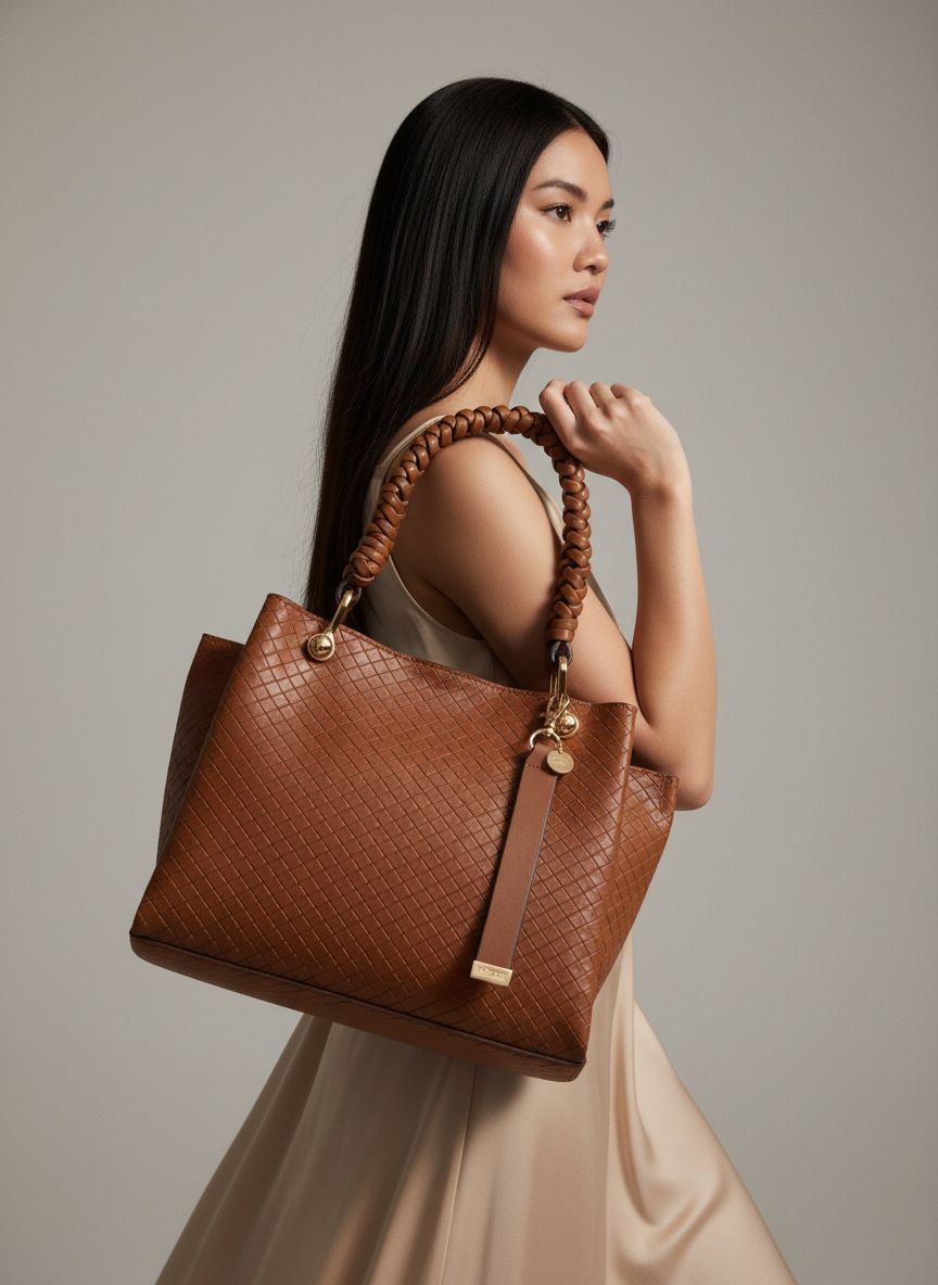 Neutral leather tote bag for work and everyday use — view 6