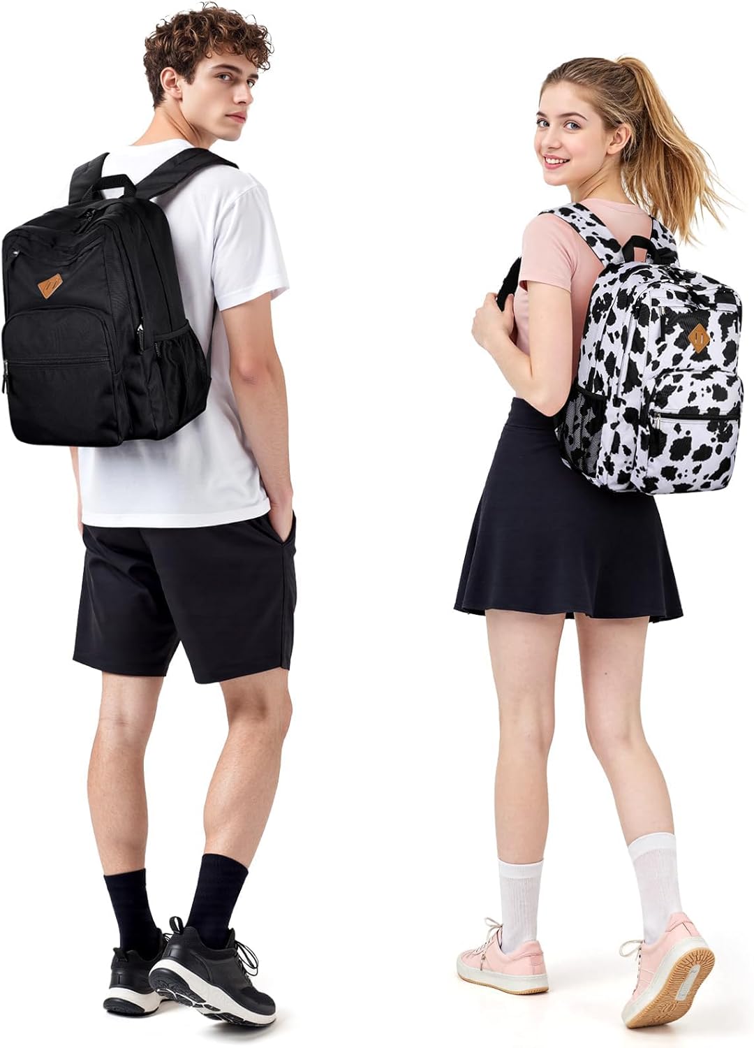 Water-resistant black nylon backpack, front view with laptop compartment — view 2