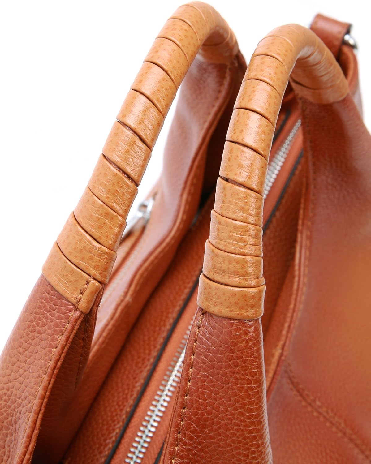 Genuine leather hobo shoulder bag in neutral color — view 2