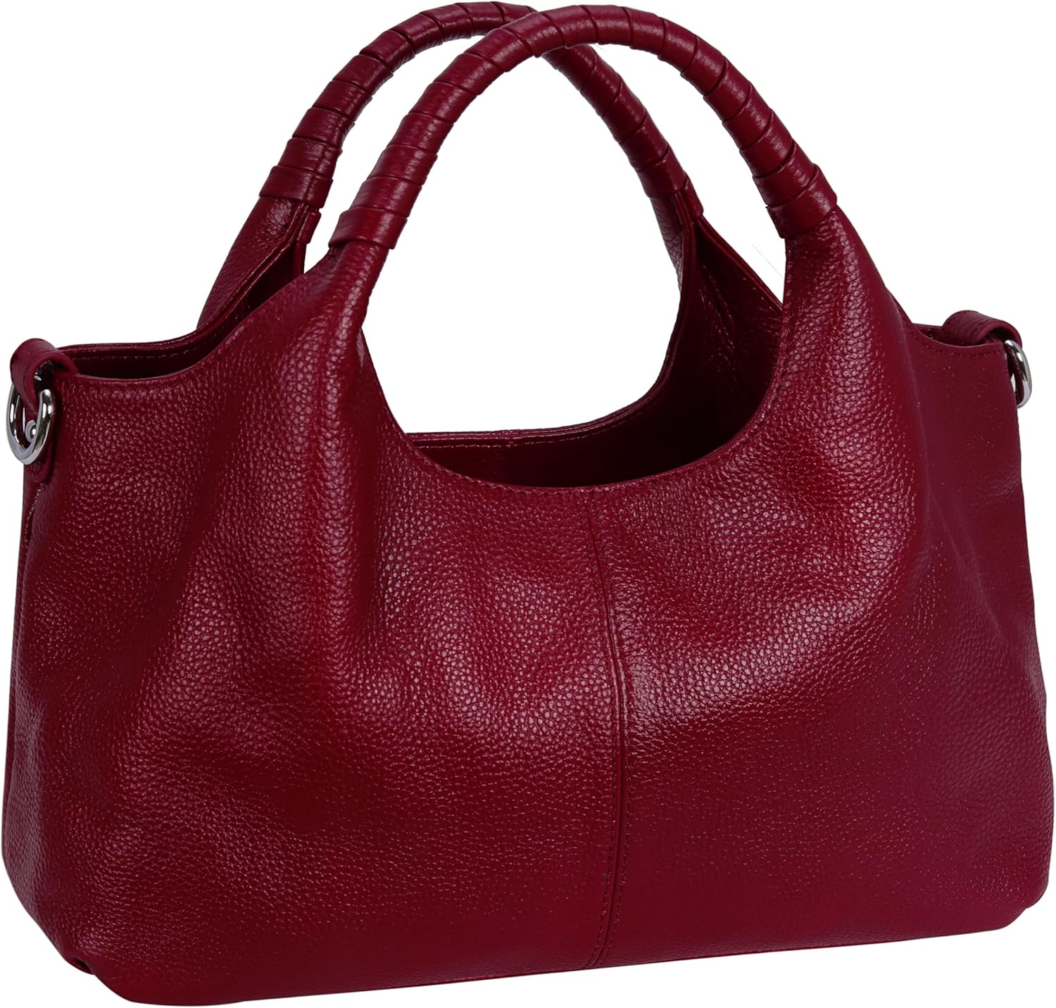 Genuine leather hobo shoulder bag in neutral color — view 5