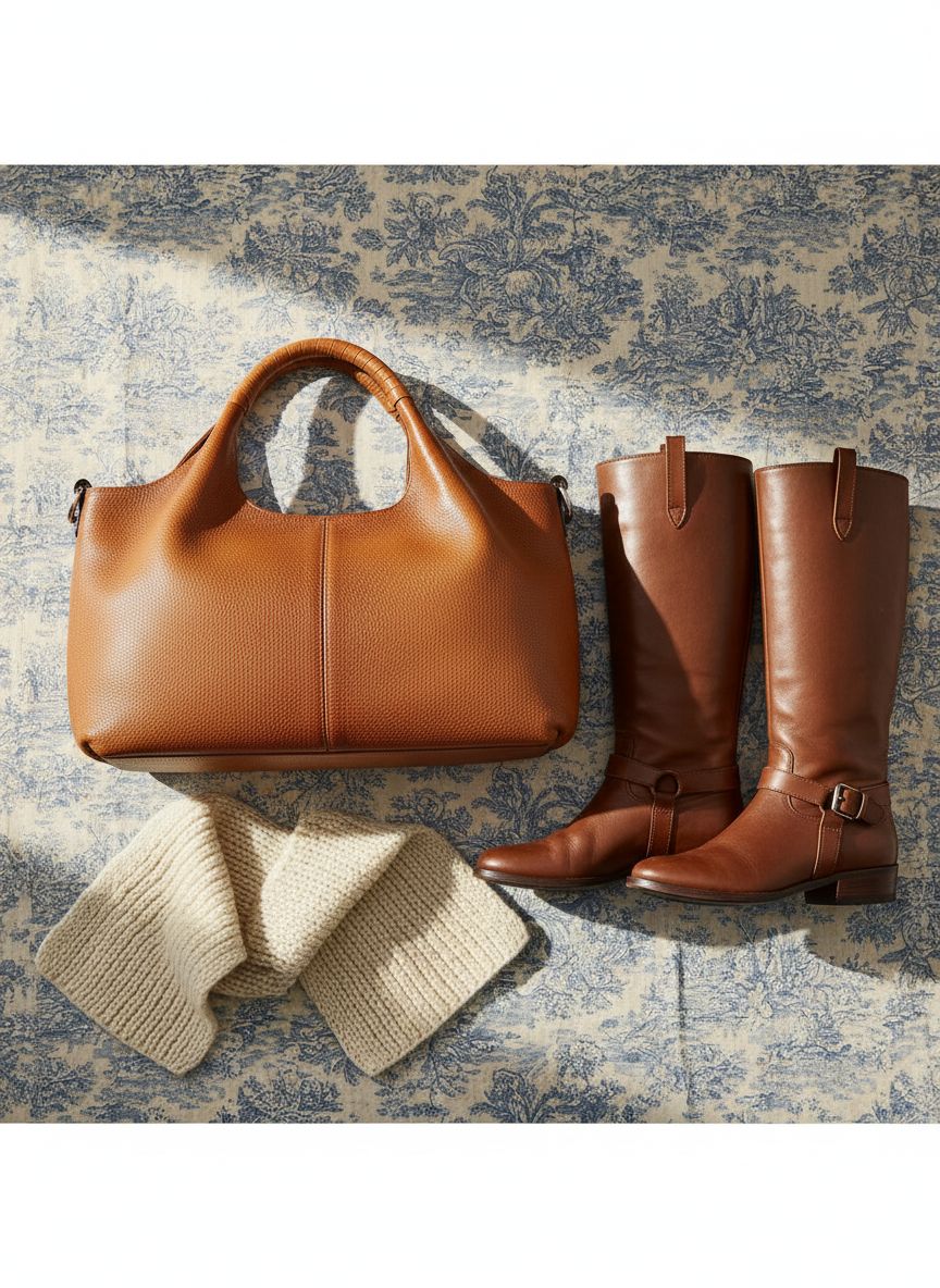 Genuine leather hobo shoulder bag in neutral color — view 7a
