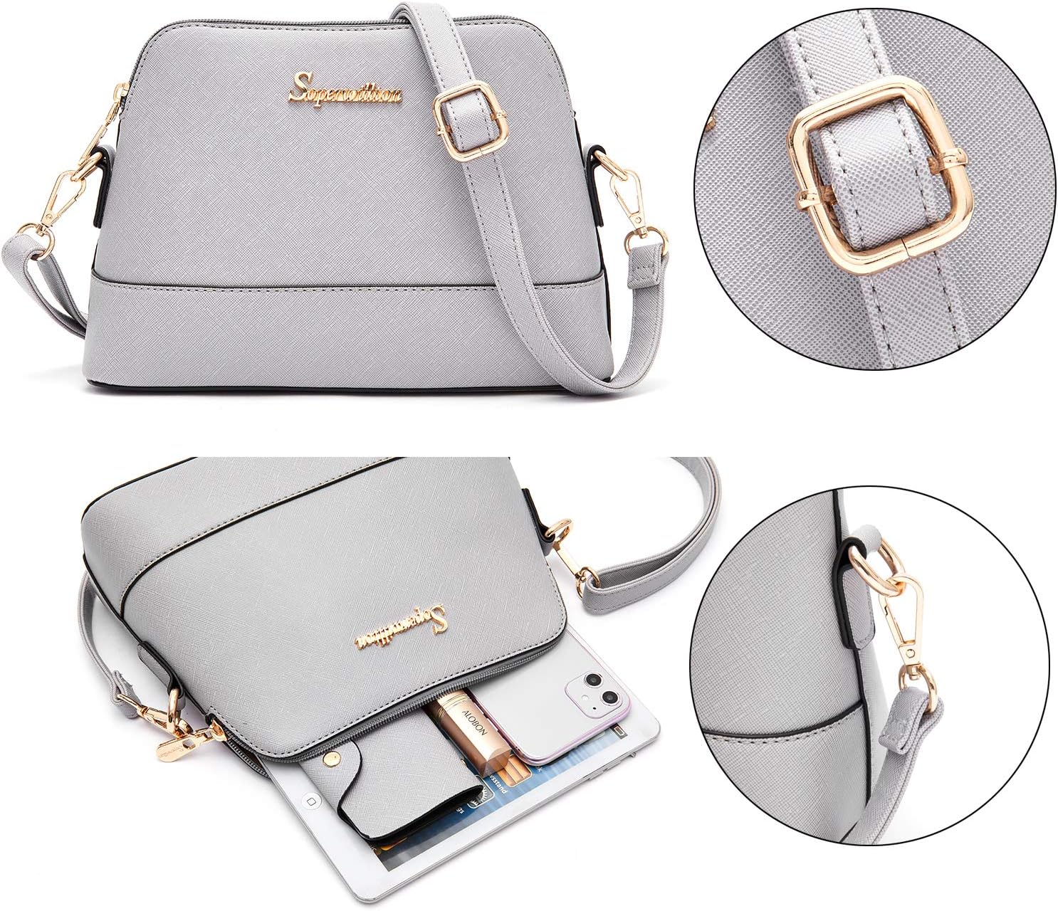Vegan leather satchel tote bag in neutral color with top handle — view 4