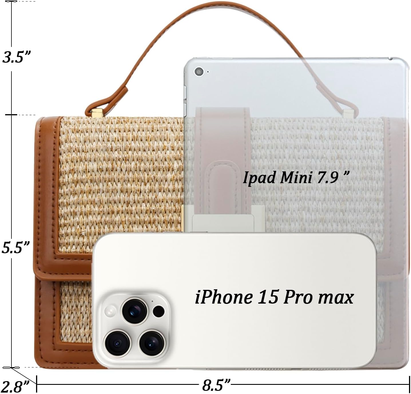 Leather crossbody bag with top handle and adjustable shoulder strap in {color} — view 4
