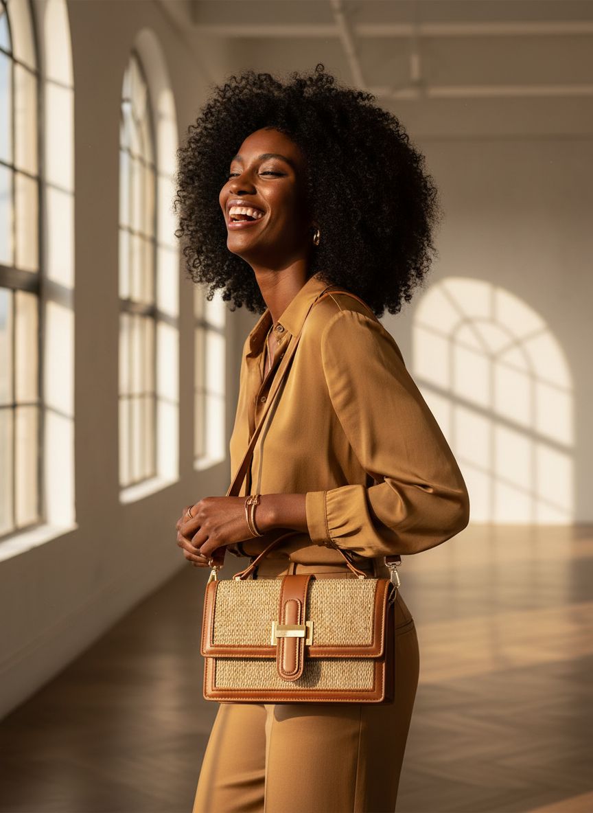 Leather crossbody bag with top handle and adjustable shoulder strap in {color} — view 6