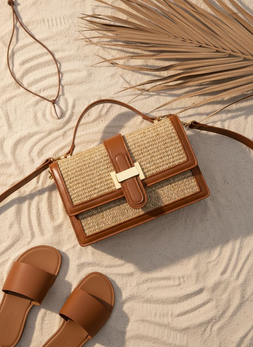 Leather crossbody bag with top handle and adjustable shoulder strap in {color} — view 7a