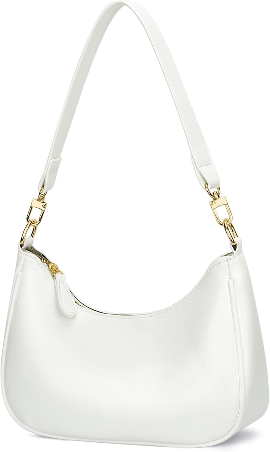 Retro hobo shoulder bag in vegan leather, neutral color, underarm style — view 1
