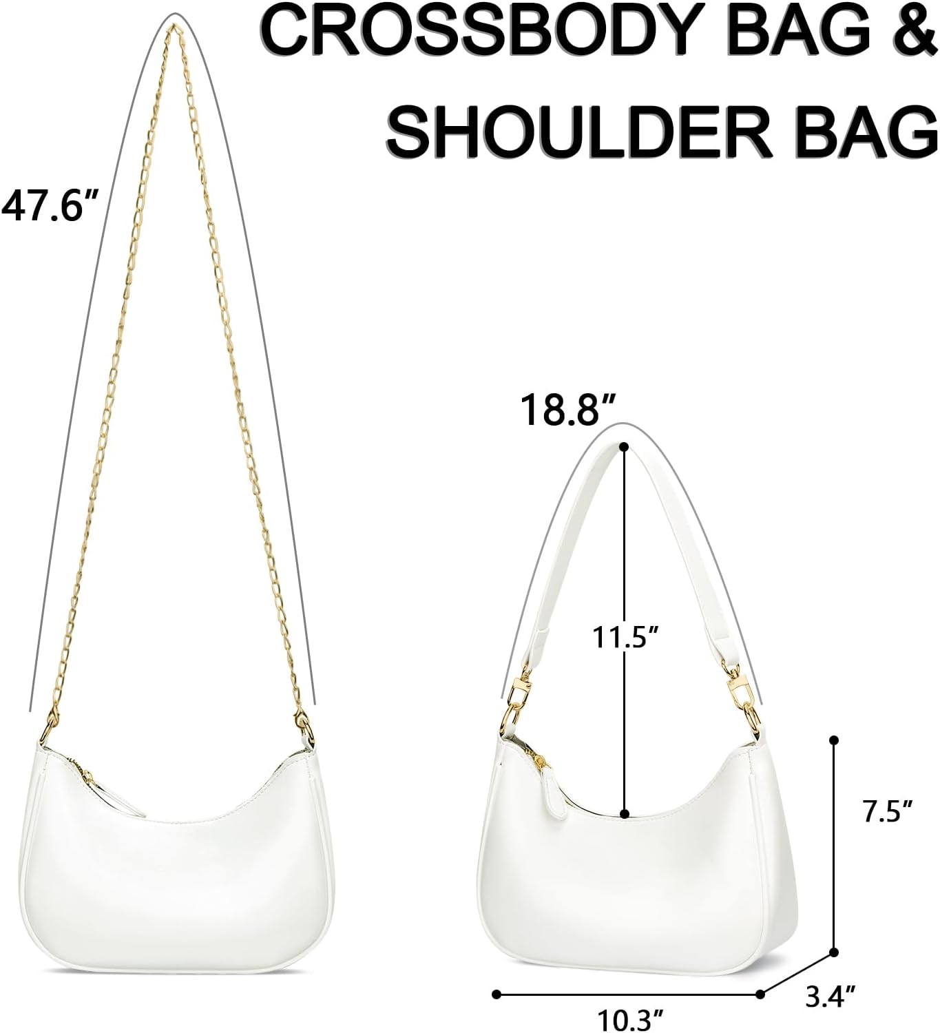 Retro hobo shoulder bag in vegan leather, neutral color, underarm style — view 3