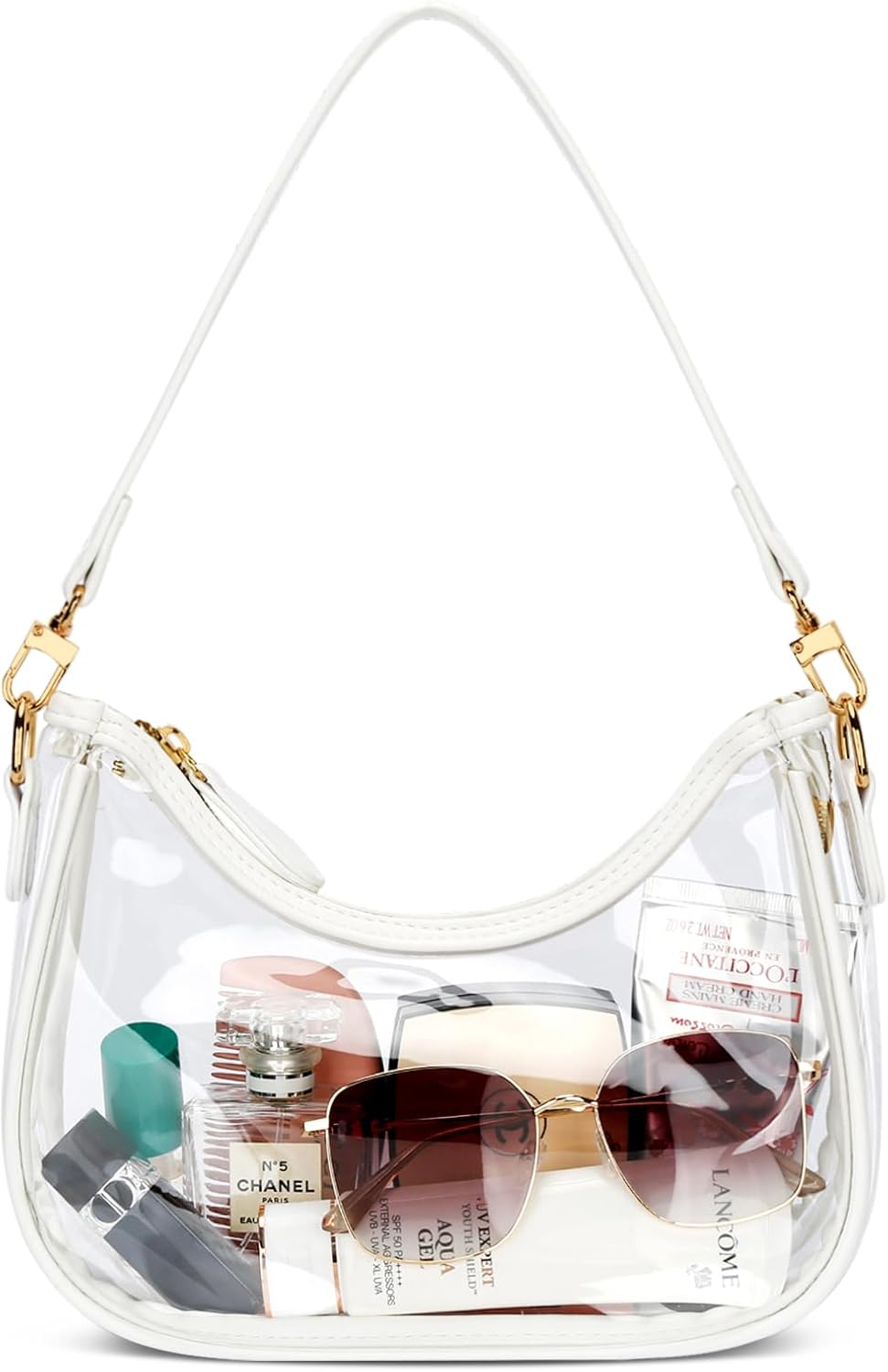 Retro hobo shoulder bag in vegan leather, neutral color, underarm style — view 5