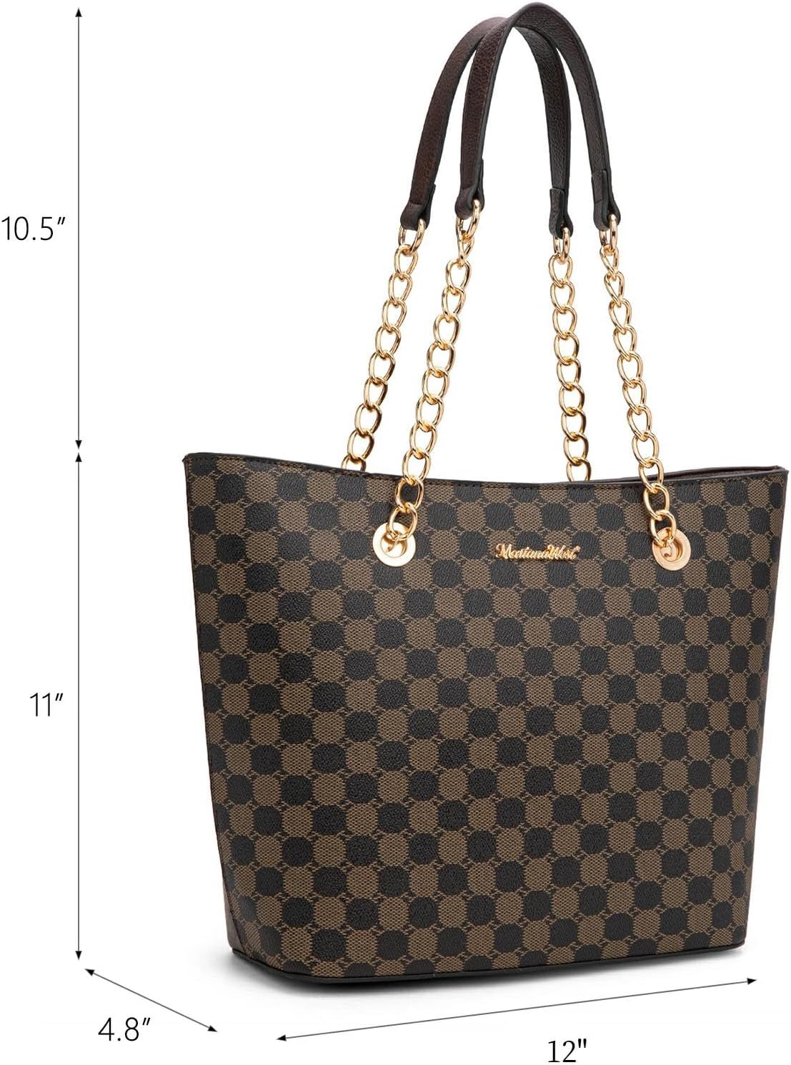 Leather chain top-handle tote bag in neutral color — view 4