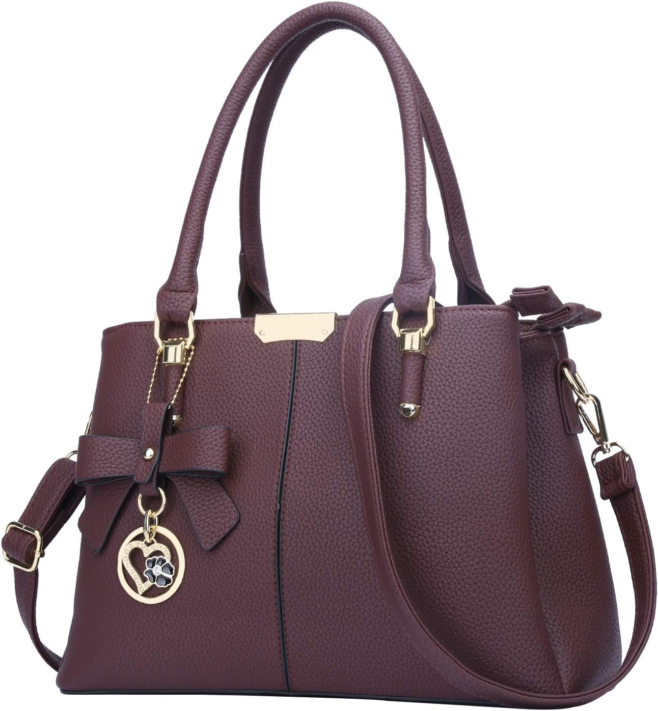 3-compartment vegan leather satchel shoulder bag in neutral tone with top handle โ view 1