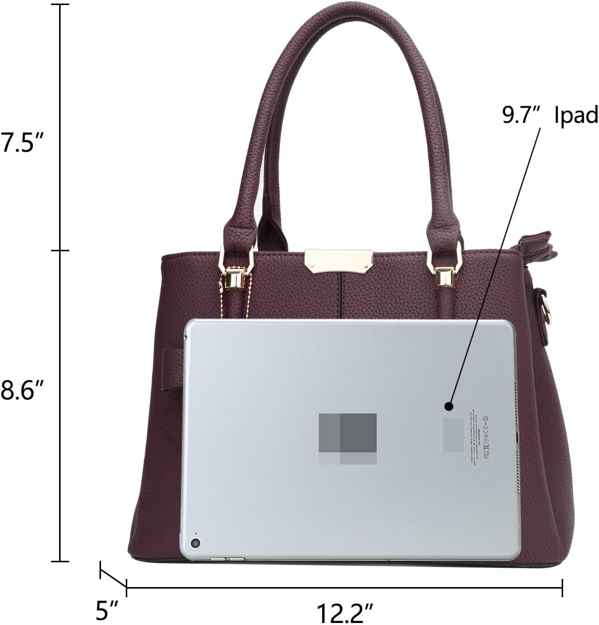 3-compartment vegan leather satchel shoulder bag in neutral tone with top handle โ view 4