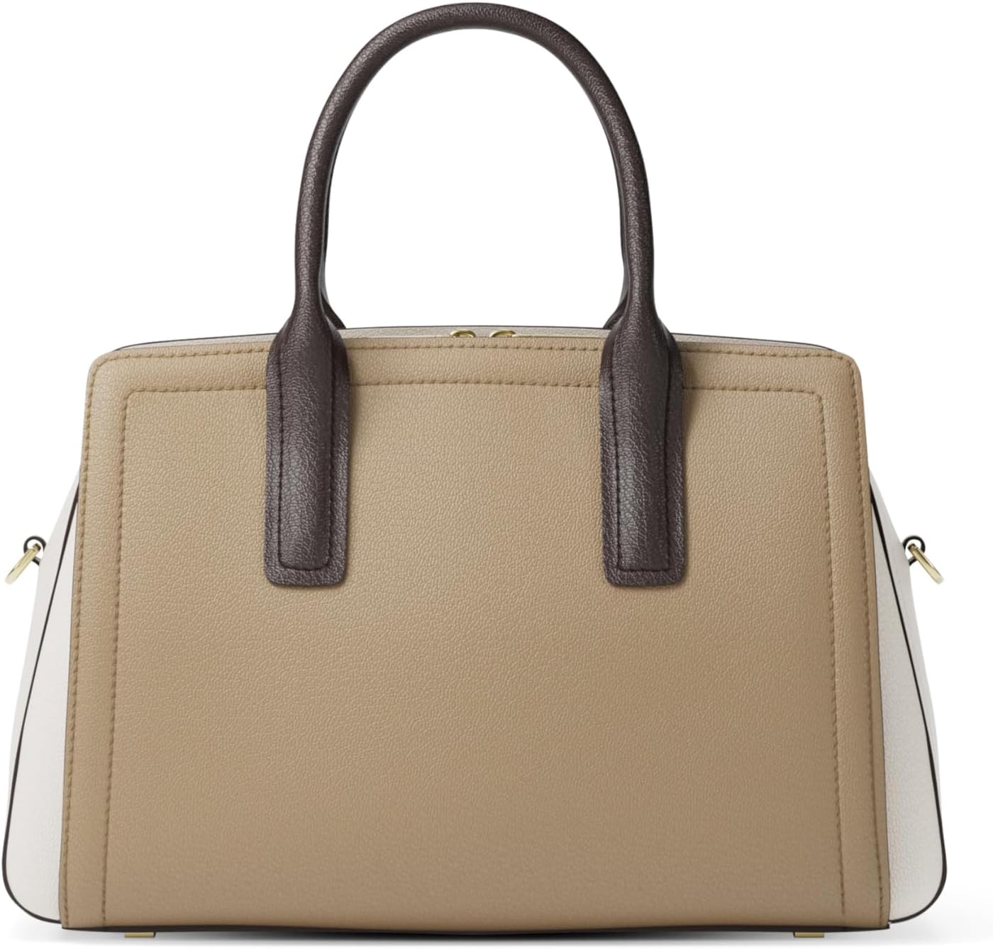 Neutral leather medium satchel with structured silhouette and shoulder straps — view 3