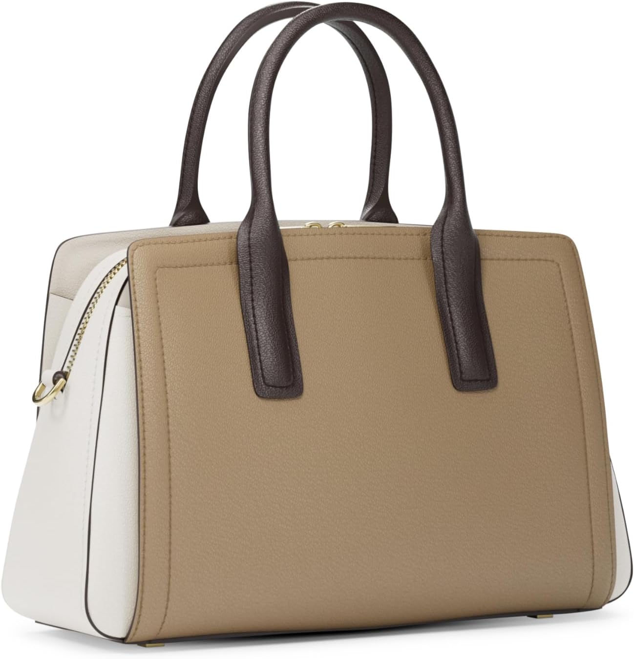 Neutral leather medium satchel with structured silhouette and shoulder straps — view 2