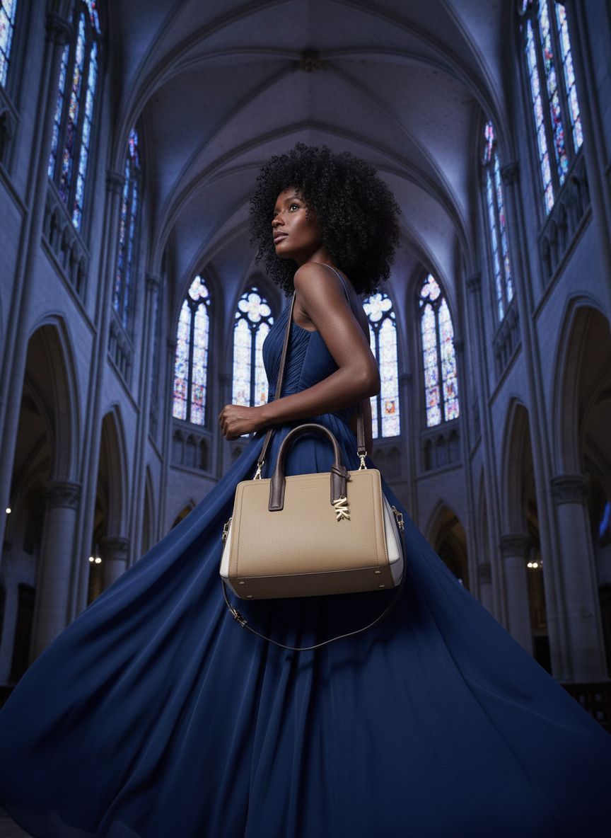 Neutral leather medium satchel with structured silhouette and shoulder straps — view 2