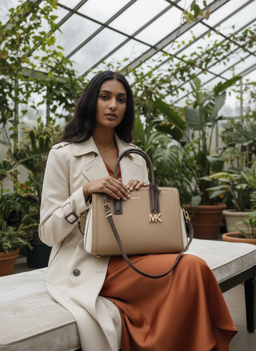 Neutral leather medium satchel with structured silhouette and shoulder straps — view 4