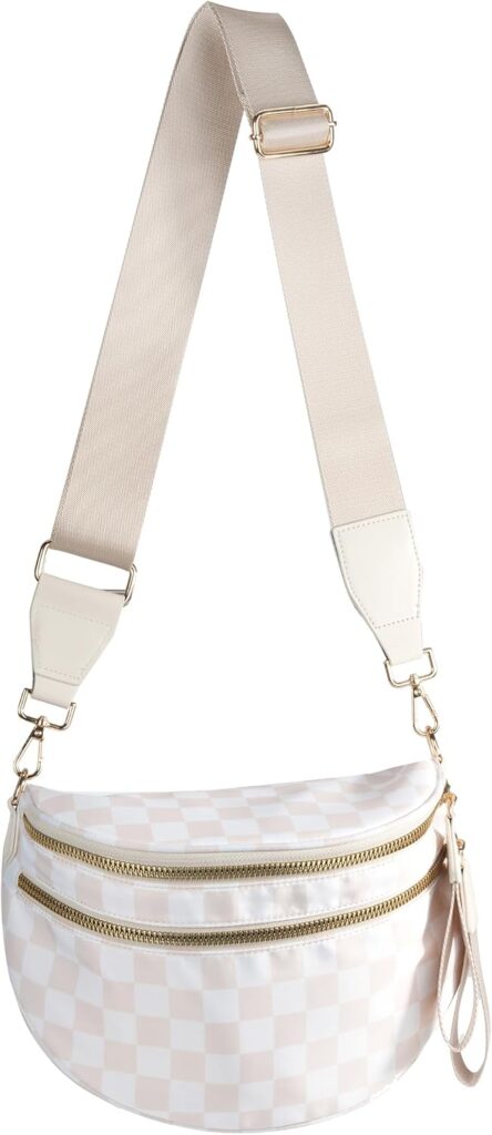 Checkered Nylon Crossbody Bag for Travel 2026