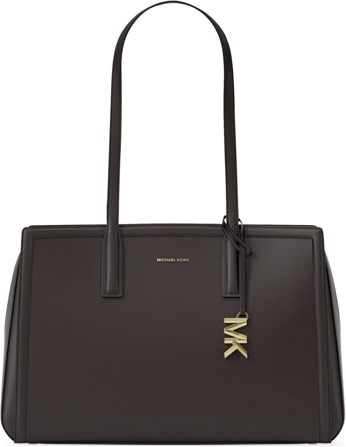 Neutral leather tote bag, medium size, classic design — view 2