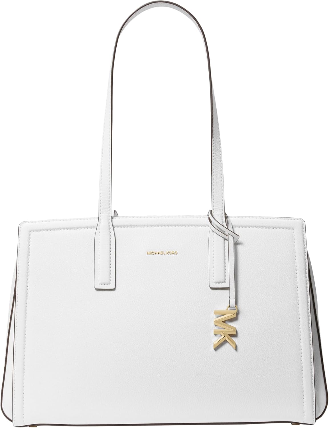 Neutral leather tote bag, medium size, classic design — view 4