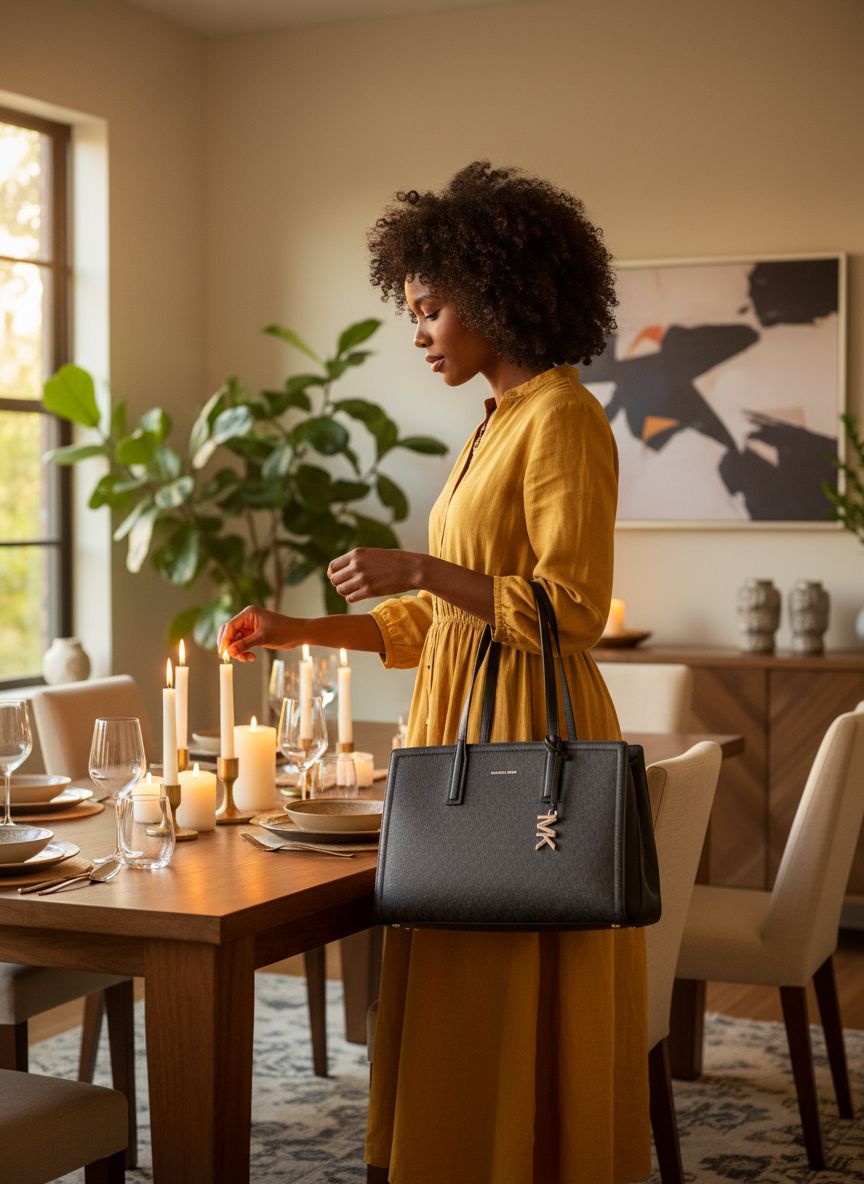 Neutral leather tote bag, medium size, classic design — view 2