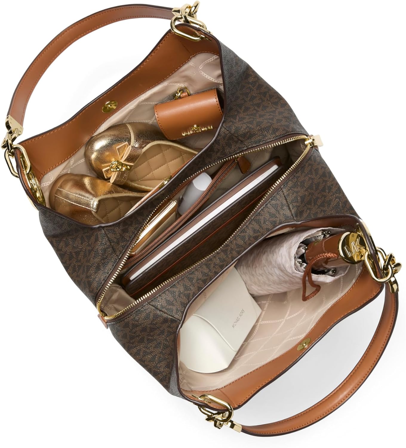 Michael Kors Lillie Large Chain Shoulder Bag in {color} leather — view 4