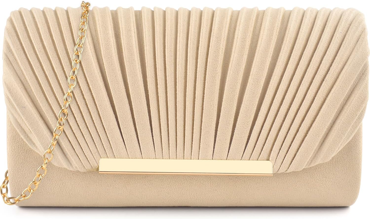 Vegan leather evening clutch in neutral, formal occasion handbag — view 1