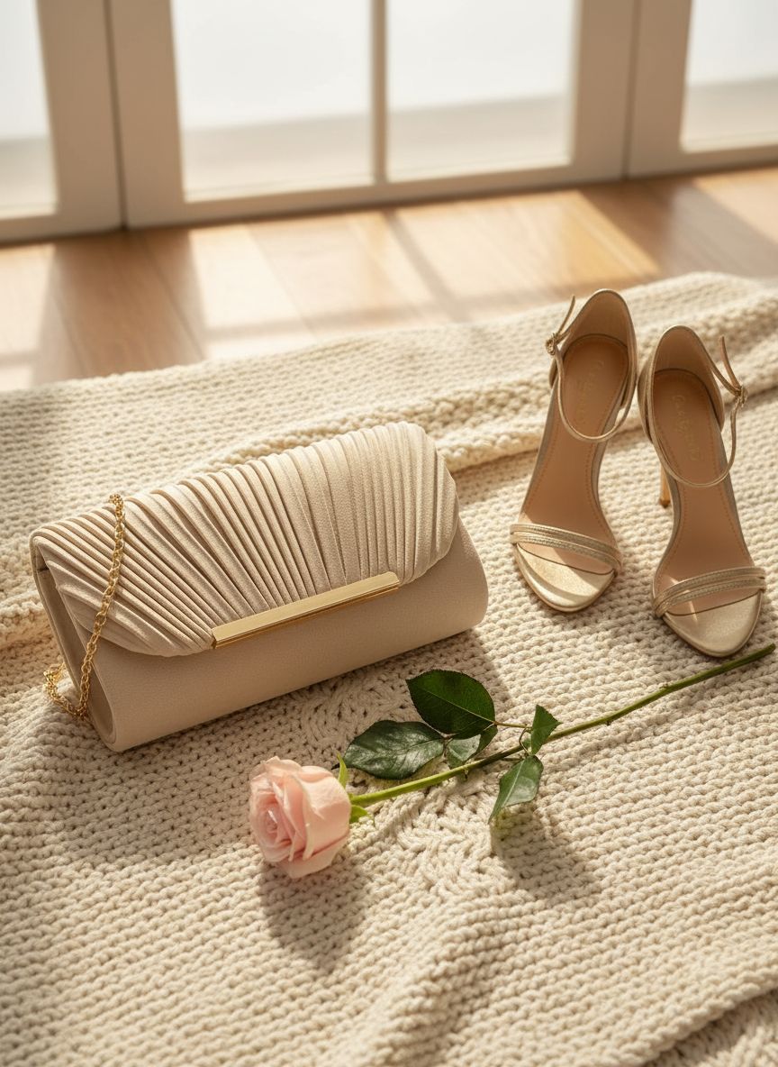 Vegan leather evening clutch in neutral, formal occasion handbag — view 7a