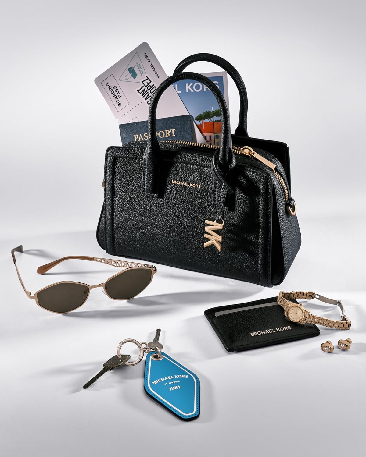 Michael Kors Laila extra small leather crossbody bag in {color} — view 3