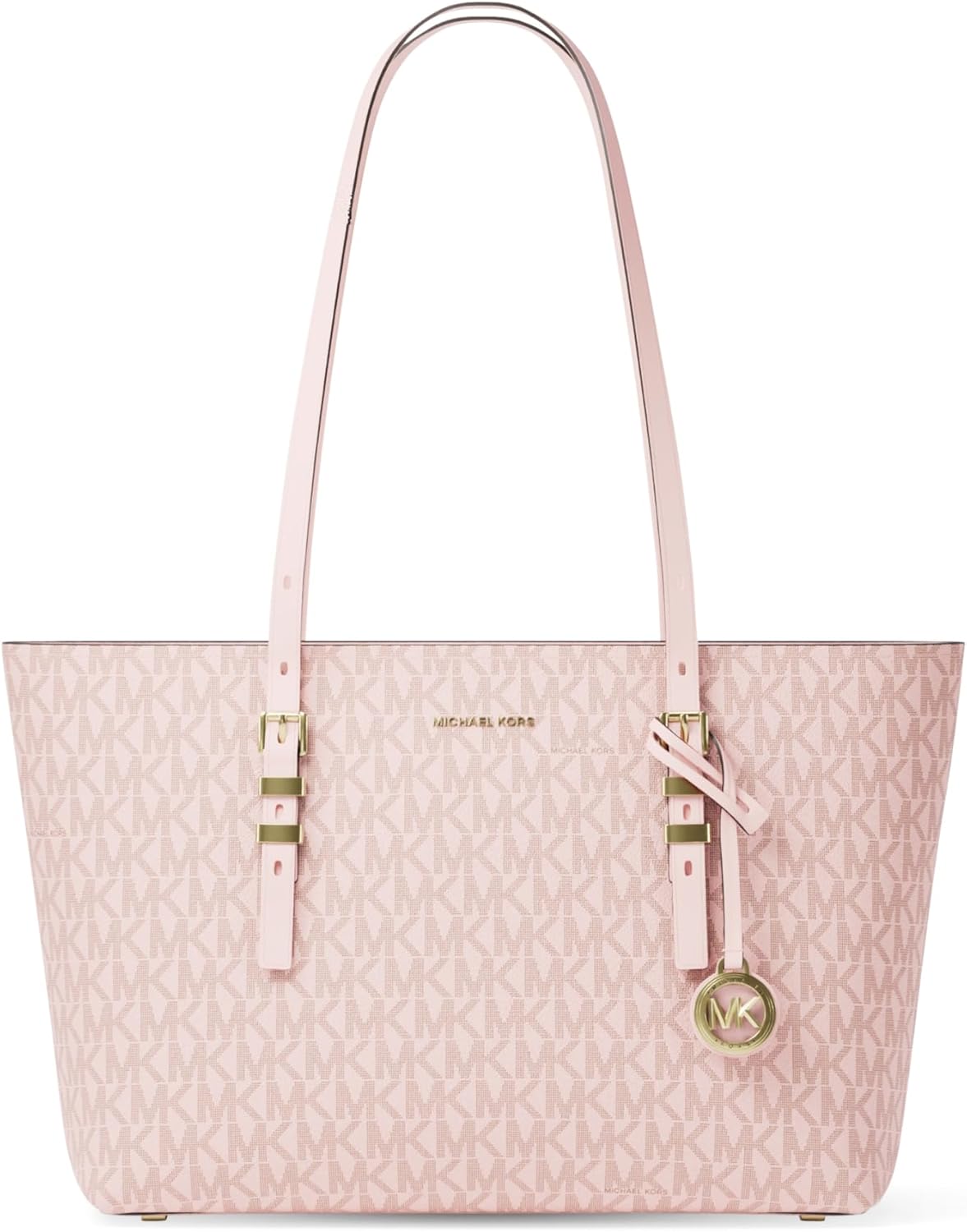 Neutral leather Quinn medium tote bag, front view — view 4