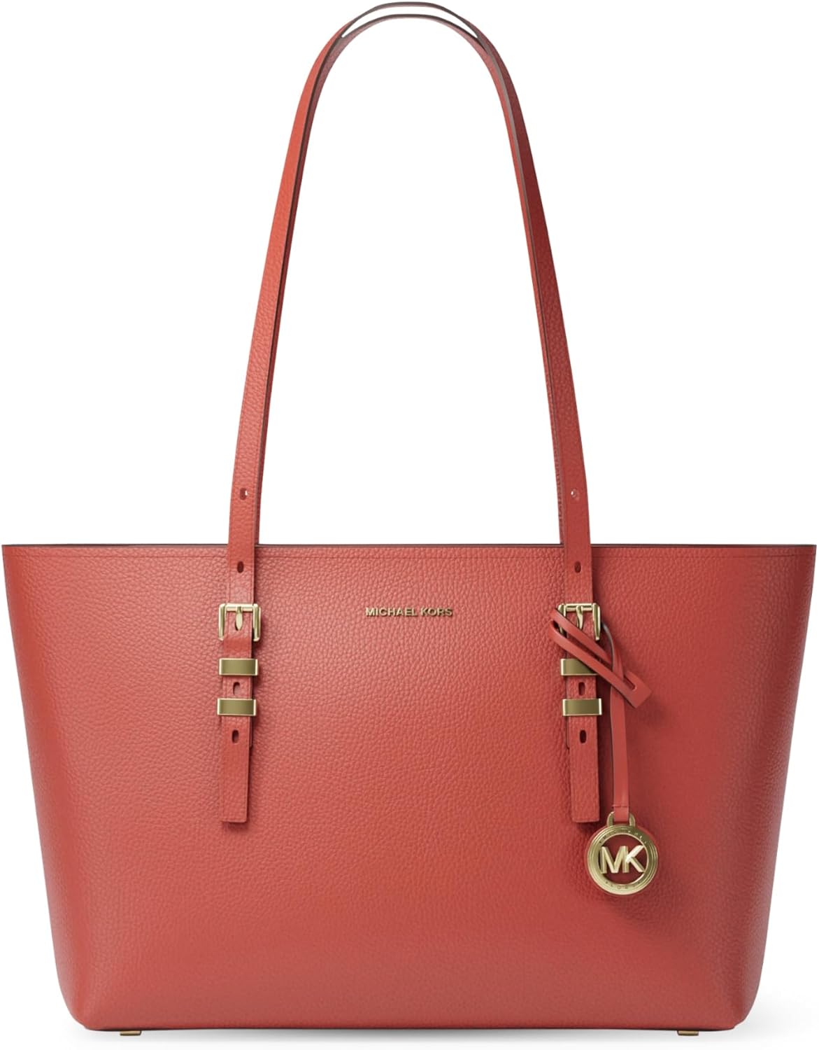 Neutral leather Quinn medium tote bag, front view — view 2
