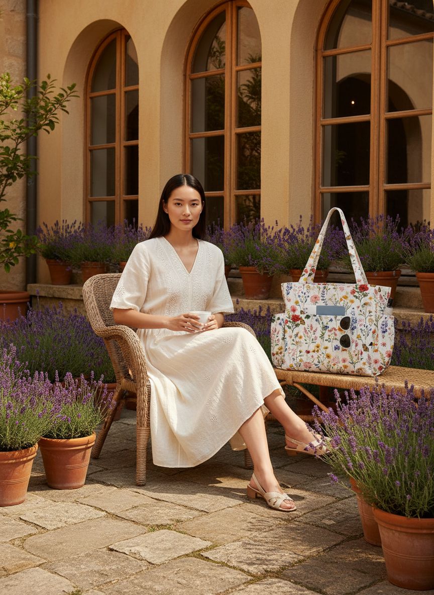 Canvas corduroy tote bag in neutral color with zipper pockets and shoulder straps — view 4