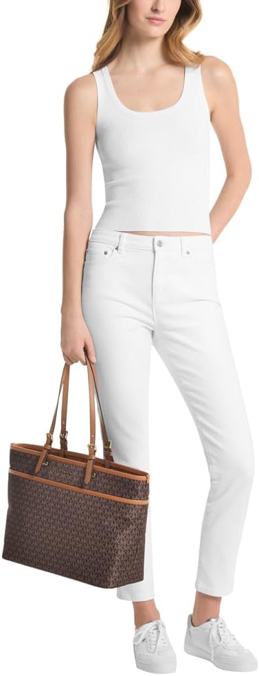 Michael Kors Winston large leather tote bag in neutral color with multi-functional pockets — view 2