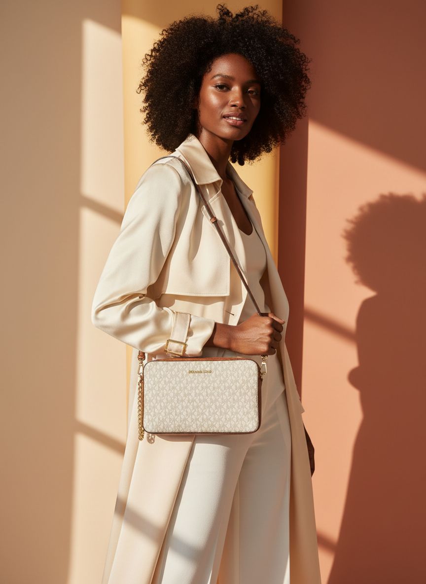 Michael Kors Jet Set Large Crossbody Bag in neutral leather — view 1