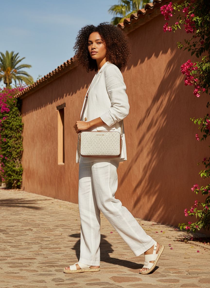 Michael Kors Jet Set Large Crossbody Bag in neutral leather — view 3