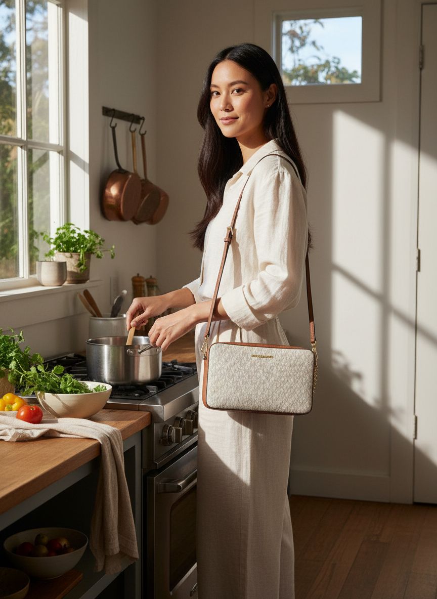 Michael Kors Jet Set Large Crossbody Bag in neutral leather — view 2