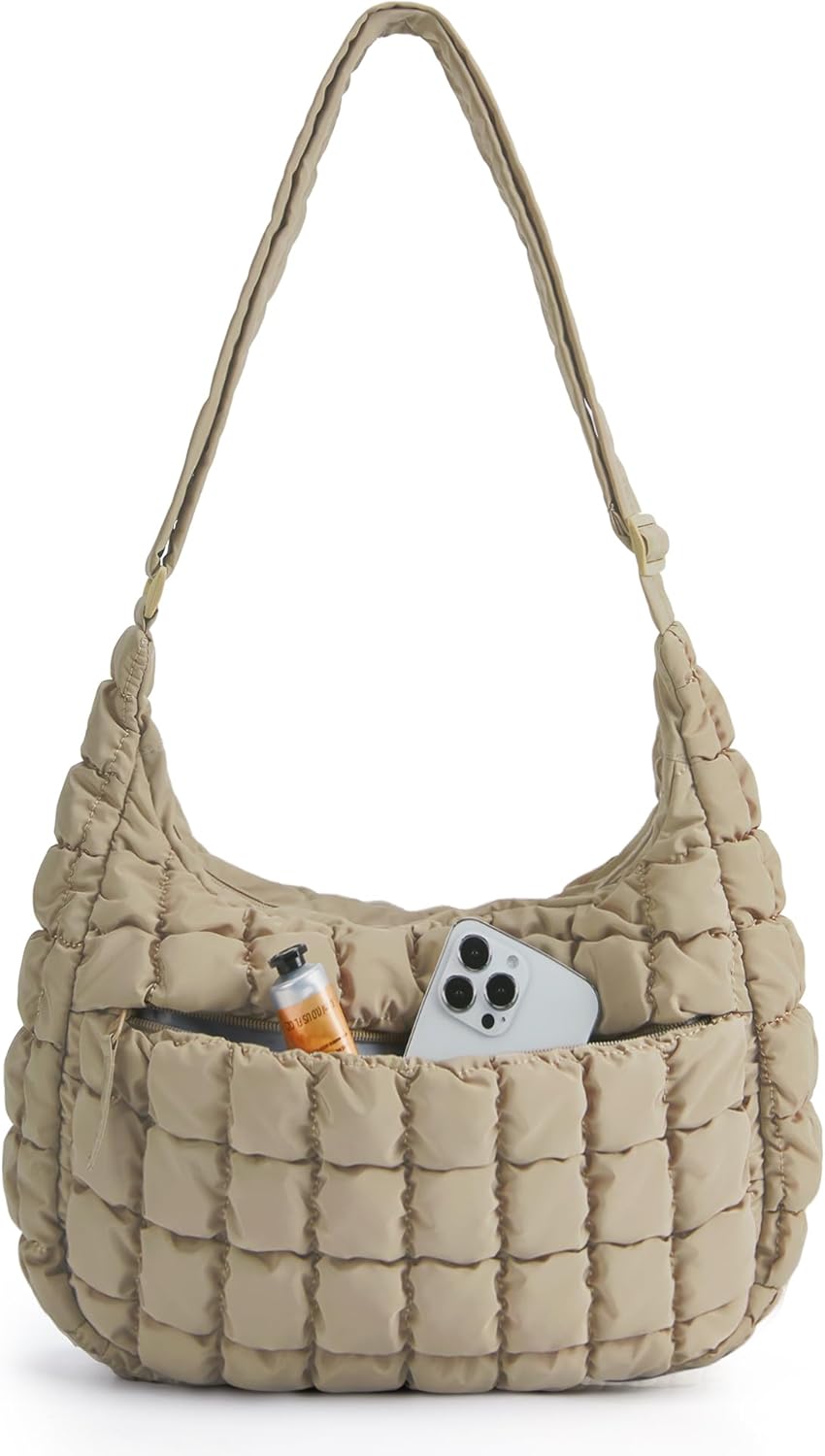 BAGSMART Quilted Crossbody Bag for Women, Lightweight Puffer Purse for Travel, Daily Use & Work | Water-resistant, Puffy Shoulder Bag, w/ Adjustable Strap, Light & Comfortable, Hands-free Bags, Mothers day gifts