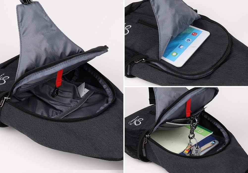 Black nylon crossbody sling backpack with minimalist design — view 4