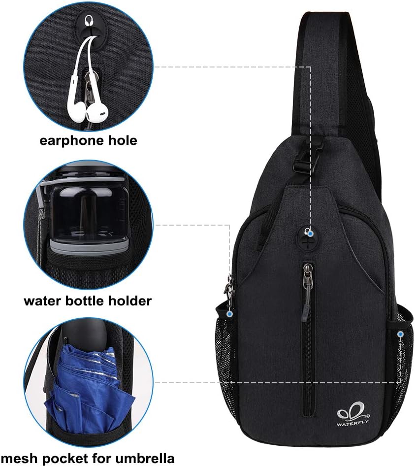 Black nylon crossbody sling backpack with minimalist design — view 5